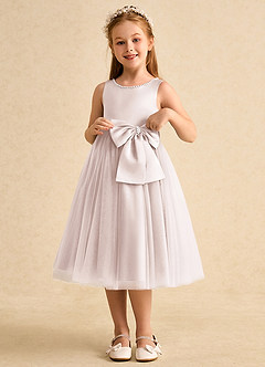 Azazie Twinsie Final Sale Rose Petal A-Line Bow Tulle Dress image3