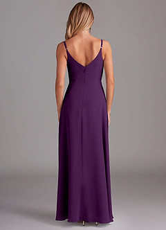 Azazie Daenerys Bridesmaid Dresses Grape A-Line Cowl Chiffon Dress image2