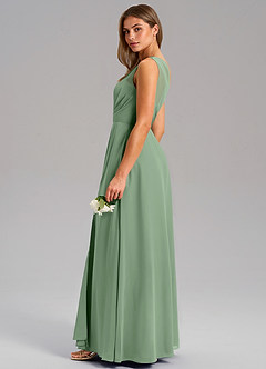 Azazie Phaedra Bridesmaid Dresses Matcha A-Line One Shoulder Chiffon Dress image6
