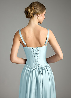 Azazie Evadina Suknie dla druhen Linia A Gorset Satyna elastyczna Do ziemi Sukienka image6