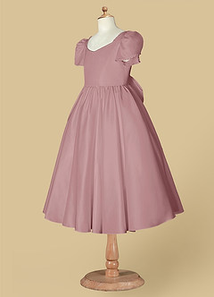 Azazie Juno Flower Girl Dresses Dusty Rose A-Line Sweetheart Neckline Matte Satin Dress image6