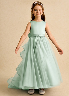 Azazie Lior Flower Girl Dresses Agave Ball-Gown Pleated Tulle Dress image6