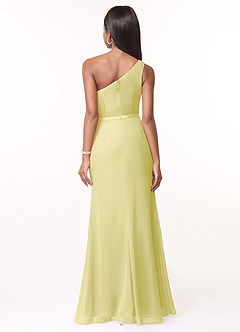 Azazie Liza Jurken voor bruidsmeisjes Jurk van Chiffon met Zeemeermin One-Shoulder Citroensorbet image2
