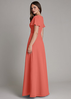 Azazie Kaya Final Sale Salmon Pink A-Line Pleated Chiffon Dress image2