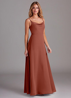 Azazie Daenerys Bridesmaid Dresses Auburn A-Line Cowl Chiffon Dress image5
