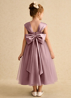 Azazie Chickadee Flower Girl Dresses Dusty Rose Ball-Gown Sweetheart Neckline Matte Satin Dress image3
