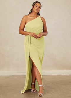 Christian Siriano Bridal for Azazie 1003 Robes de demoiselle d'honneur Robe Fourreau en Mousseline de soie Ue épaule Sorbet Citron image8