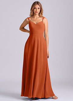 Azazie Beatrice Bridesmaid Dresses Burnt Orange A-Line Sweetheart Neckline Chiffon Dress image3