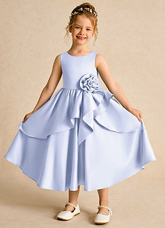 Azazie Hermia Flower Girl Dresses Lavender A-Line Sleeveless Matte Satin Dress image1