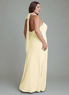 Azazie Velli Bridesmaid Dresses Lemon Sorbet Mermaid High Neck Chiffon Dress image13