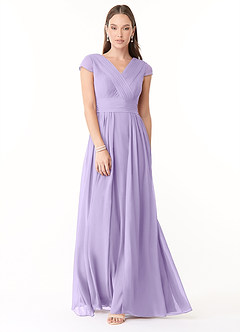 Azazie Organa Robes de demoiselle d'honneur Robe Trapèze en Mousseline de soie Plissée Lilas image1