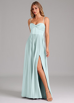 Azazie Tyla Bridesmaid Dresses Sea Glass A-Line Sweetheart Neckline Stretch Satin Dress image4