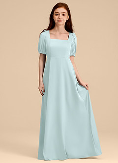 Azazie Briar Junior Robe Trapèze en Satin extensible Arc Verre De Mer image3