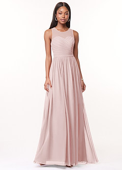 Azazie Nina Abiti da Damigella Abito A-Line in Chiffon Plissettato Rosa Rossore image1