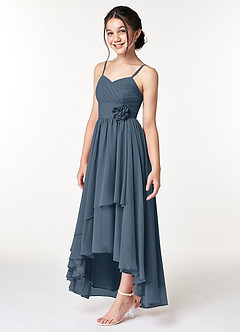 Azazie Catalina Junior Neptune A-Line Ruched Chiffon Dress image3