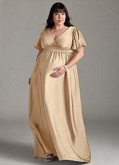 Azazie Verna Brautjungfernkleider für Schwangere A-Linie Gestreift Stretch-Satin Bodenlänge Kleid image9