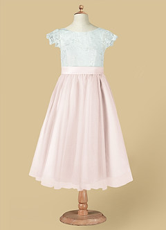 Azazie Vetty Flower Girl Dresses Ivory Rose Petal A-Line Lace Tulle Dress image12