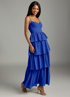 Azazie Kaiden Bridesmaid Dresses Royal Blue A-Line Sweetheart Neckline Chiffon Dress image3