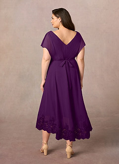 Azazie Palana Kleider für die Brautmutter A-Linie Spitze Chiffon Kleid Traube image9