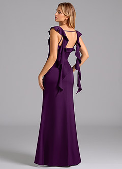 Azazie Adi Robes de demoiselle d'honneur Robe Trapèze en Satin extensible Plissée Grain De Raisin image6