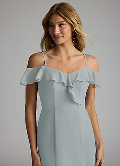 Azazie Sophie Bridesmaid Dresses Dolphin Grey A-Line Off the Shoulder Chiffon Convertible Dress image2