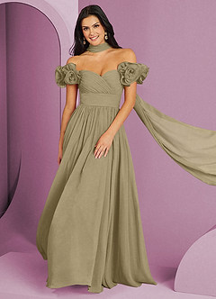 Barbie ♥ Azazie Vestidos de damas de honor Vestido de Musgo Verde de Gasa de Corte en A Convertible con Vestidos sin tirantes image13