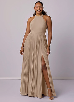 Barbie ♥ Azazie Bridesmaid Dresses Taupe A-Line Pleated Chiffon Dress image7