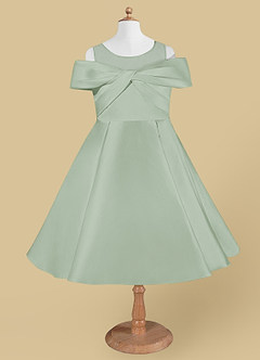 Azazie Shirin vestidos de niña de las flores Vestido de Agave de Satin Mate de Acampanado con Vestidos sin tirantes image5