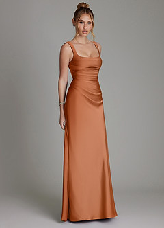 Azazie Agustina Bridesmaid Dresses Copper Mermaid Corset Stretch Satin Dress image4
