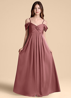 Azazie Kaitlynn Junior Jurk van Stretch Satijn met A-Lijn Off the Shoulder Amethist image6