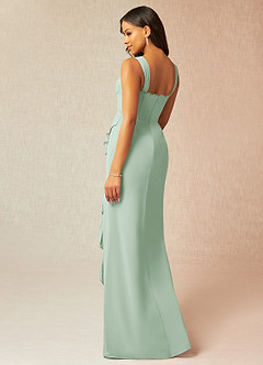 Azazie Camellia Bridesmaid Dresses Agave Sheath Lace Chiffon Dress image2