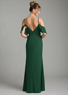 Azazie Alexys Vestidos de damas de honor Vestido de Verde Oscuro de Gasa de Corte Recto con Vestidos sin tirantes image7