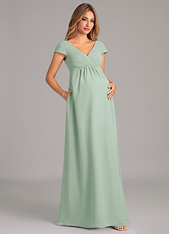 Azazie Allessia Maternity Bridesmaid Dresses A-Line Pleated Chiffon Floor-Length Dress image4