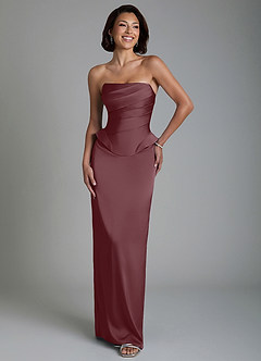 Azazie Harlow Bridesmaid Dresses Sangria Sheath Corset Stretch Satin Dress image5
