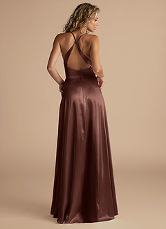 Azazie Davis Final Sale Auburn A-Line Pleated Metallic Satin Dress image3