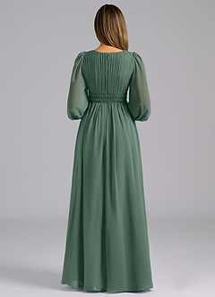 Azazie Palerma Bridesmaid Dresses Sea Moss A-Line Long Sleeve Chiffon Dress image2
