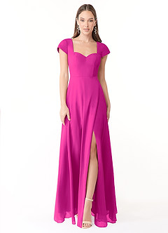 Azazie Hainsly Vestidos de damas de honor Vestido de Fucsia de Gasa de Corte en A con Escote de Corazón image1