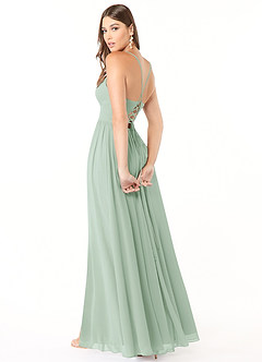Azazie Aaida Bridesmaid Dresses Agave A-Line Corset Chiffon Dress image4