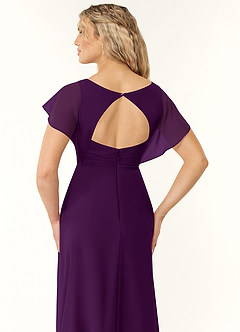 Azazie Rylee Brautjungfernkleider A-Linie Plissee Chiffon Kleid Traube image2
