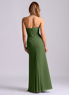 Azazie Debby Bridesmaid Dresses Olive Mermaid Strapless Chiffon Dress image2