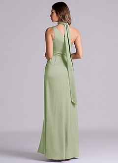 Azazie Philana 신부 들러리 드레스 A라인 한쪽 어깨 스트레치 새틴 바닥 길이 드레스 image7