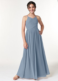 Azazie Cora A-Line Pleated Chiffon Floor-Length Junior Bridesmaid Dress image4