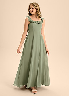 Azazie Callie Junior Pistachio A-Line Ruched Chiffon Dress image1
