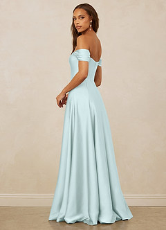 Christian Siriano Bridal for Azazie 1002 Bridesmaid Dresses Sea Glass A-Line Off the Shoulder Stretch Satin Convertible Dress image3