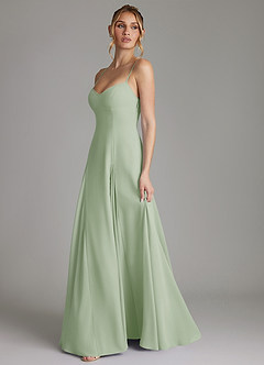 Azazie Imani At-home Try On Dresses Dusty Sage A-Line Sweetheart Neckline Chiffon Dress image5