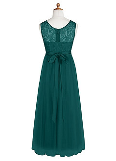 Azazie Georgette Junior Peacock A-Line Lace Tulle Dress image9