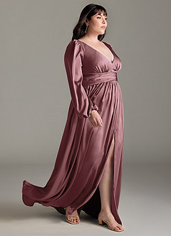 Azazie Norah Brautjungfernkleider A-Linie Stretch-Satin Kleid Vintage Mauve image10