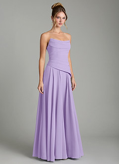Azazie Gabriela Robes de demoiselle d'honneur Robe Trapèze en Mousseline de soie Corset Lilas image5