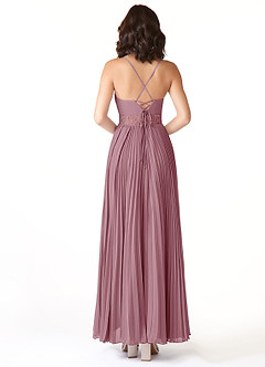 Azazie Devyn Robes de demoiselle d'honneur Robe Trapèze en Mousseline de soie Corset Mauve Vintage image2