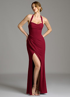 Azazie Serenity Bridesmaid Dresses Burgundy Mermaid Sweetheart Neckline Chiffon Dress image3